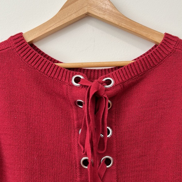 Express Women’s Long Sleeves Tops Crewneck Red Blouse sweater XS - Picture 4 of 9